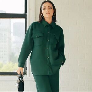 Leze The Label Forest Green Shacket Size Medium in Pine Green Recycled Nylon